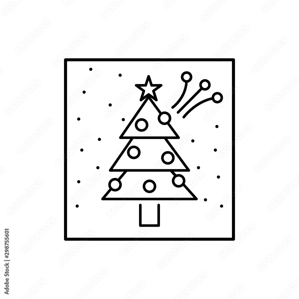 Poster winter postcard tree icon. simple line, outline vector of christmas icons for ui and ux, website or 