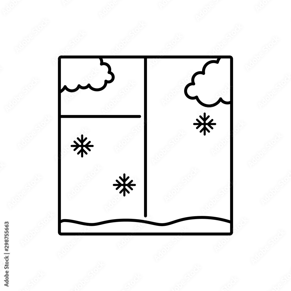 Poster winter window snowflake snow icon. simple line, outline vector of christmas icons for ui and ux, web