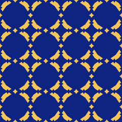 Fototapeta premium Vector abstract geometric seamless pattern with diamond grid. Blue and yellow