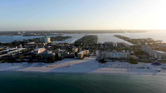 Aerial view of St Pete beach and resorts in St Petersburg, Florida USA 