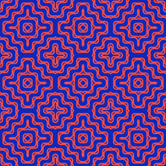 Vector bright colorful seamless pattern with concentric waves, curved lines