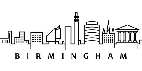 Birmingham cityscape illustration. Simple line, outline vector of city landscape icons for ui and ux, website or mobile application on white background