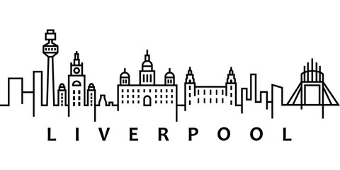 Liverpool cityscape illustration. Simple line, outline vector of city landscape icons for ui and ux, website or mobile application on white background