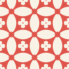 Geometric seamless pattern. Abstract floral mosaic in red and beige colors