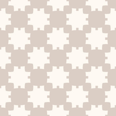 Subtle vector abstract beige geometric seamless pattern with square shapes, grid