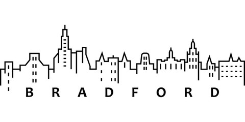 Bradford cityscape illustration. Simple line, outline vector of city landscape icons for ui and ux, website or mobile application on white background