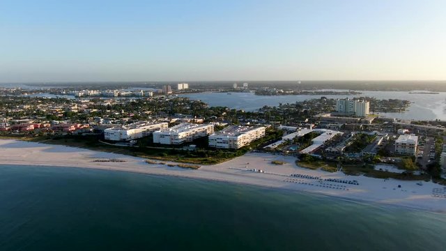 Aerial view of St Pete beach and resorts in St Petersburg, Florida USA 