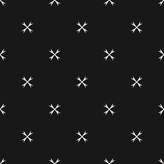 Vector geometric seamless pattern with small flowers. Monochrome floral texture