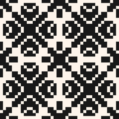 Vector geometric traditional folk ornament. Black and white seamless pattern