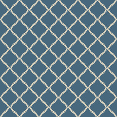 Naklejka premium Gold and blue pattern. Vector abstract geometric seamless texture with grid