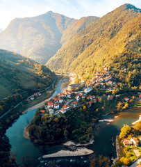 Vranduk castle in Bosnia. Aerial view.