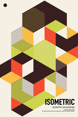 Abstract isometric geometric shape layout design template poster background