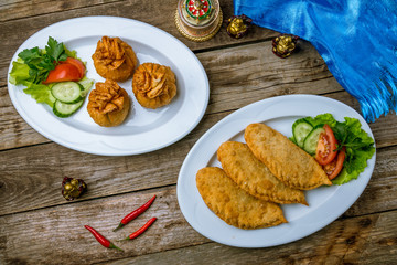 hoshour mongolian cuisine on wooden table