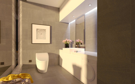 Modern Bathroom. 3d rendering.