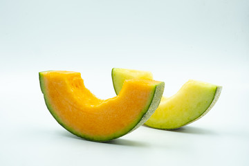 Fototapeta na wymiar The Slice Sweet Melon Isolated on White Background 