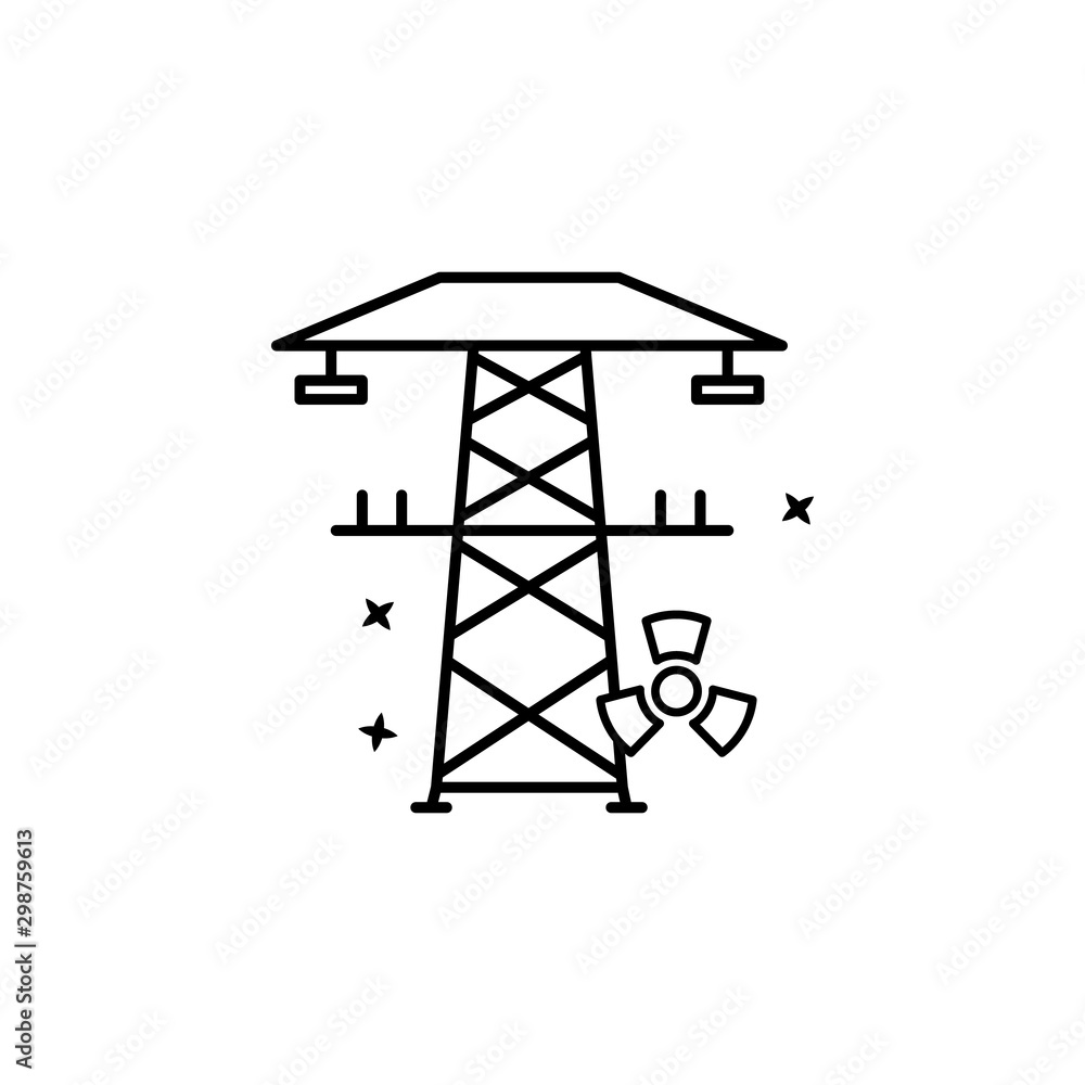 Poster electricity industry energy icon. simple line outline vector of nuclear energy icons for ui and ux w