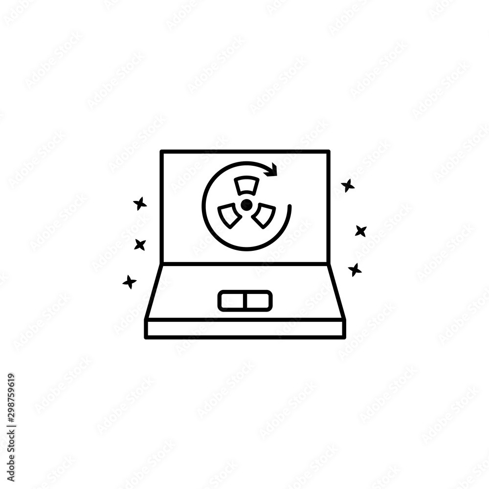 Poster computer nuclear icon. simple line outline vector of nuclear energy icons for ui and ux website or m