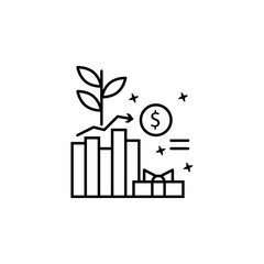 Benefit dollar plant icon. Simple line, outline vector of project management icons for ui and ux, website or mobile application