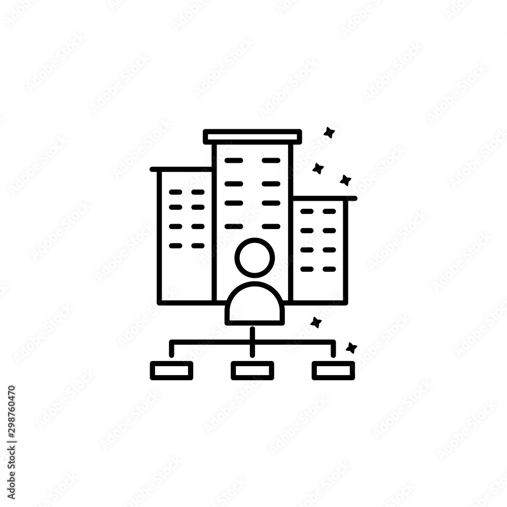Poster building man project icon. simple line, outline vector of project management icons for ui and ux, we
