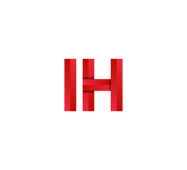Initial two letter red 3D logo vector IH