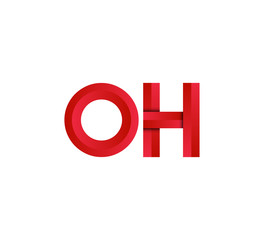 Initial two letter red 3D logo vector OH