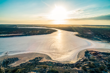 Fototapeta na wymiar Sunrise over lake Kenyon in Australia - aerial view