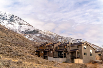 Cluster housing development on a mountain slope