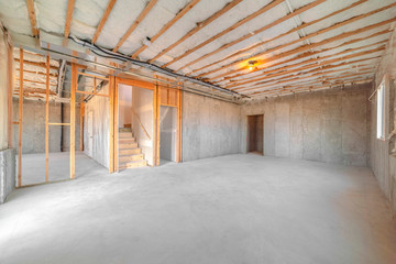 Interior of new home room under construction