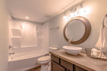 Interior of a clean white modern bathroom