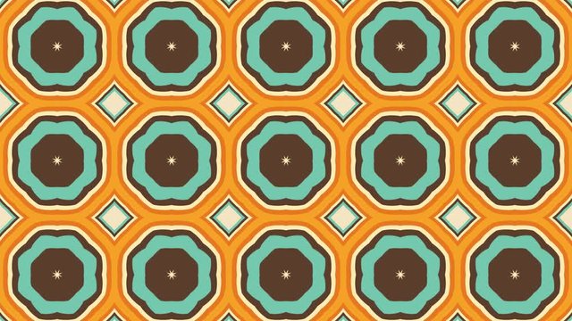 Abstract hypnotic 70ies retro flower shaped kaleidoscope loop