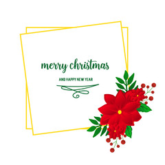 Space for text, merry christmas and happy new year, with modern red flower frame. Vector