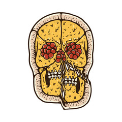 Pizza Food Skull Horror Graphic Illustration Vector Art T-shirt Design