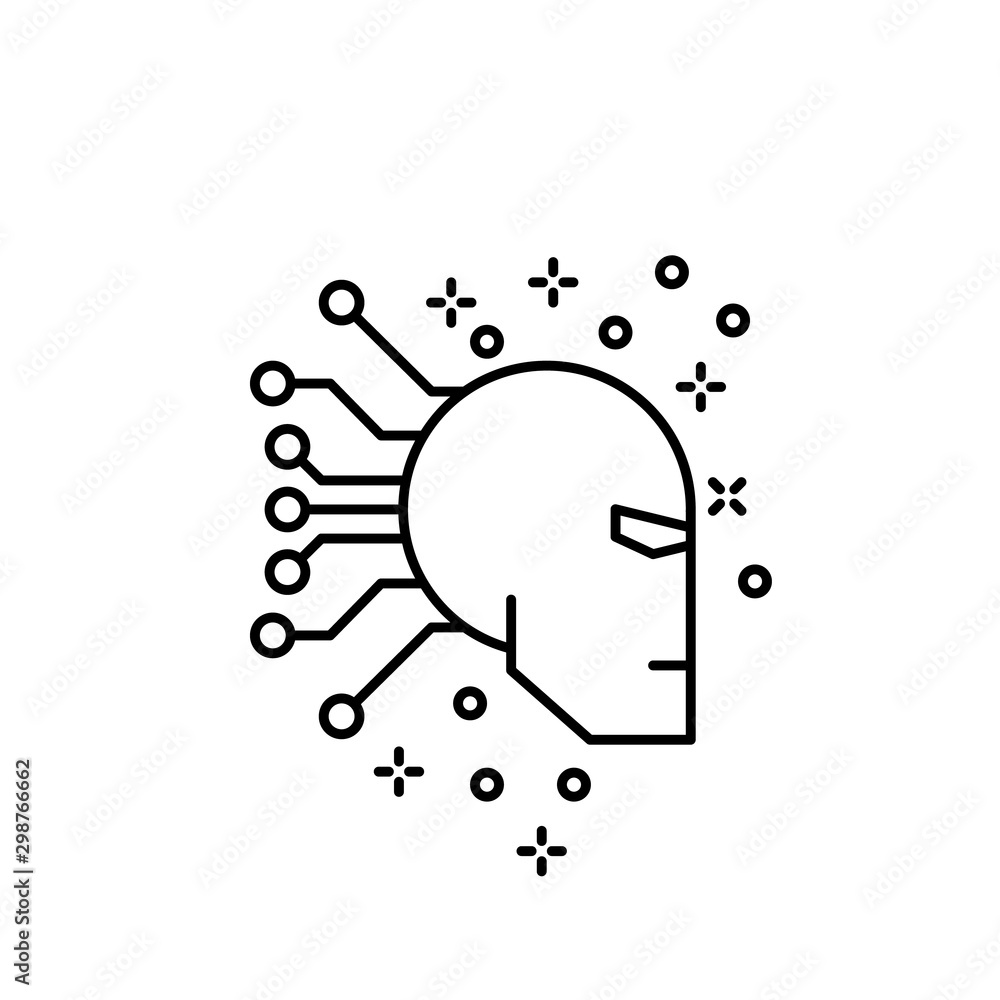 Poster computer robot icon. element of computer icon