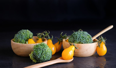 vegan and vegetarian diet healthy food. vegetable decorative on black background