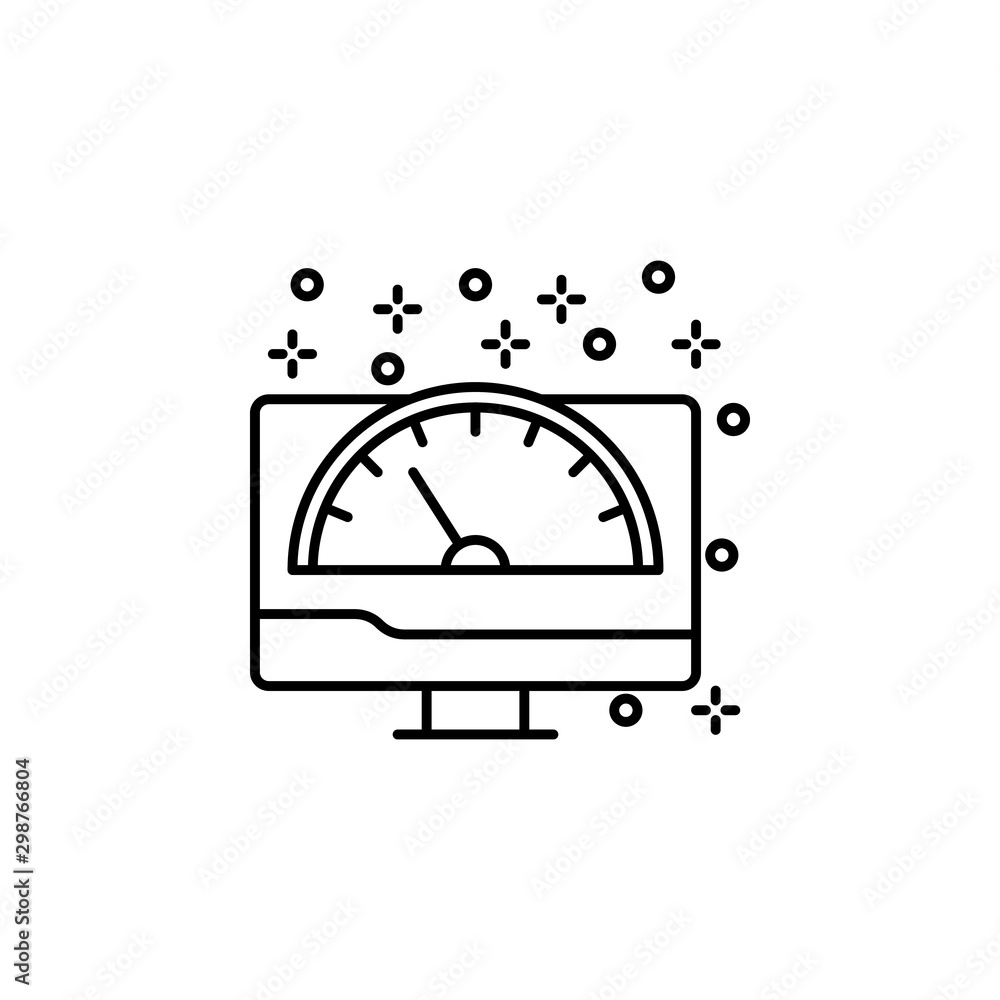 Poster computer monitor speedometer icon. element of computer icon
