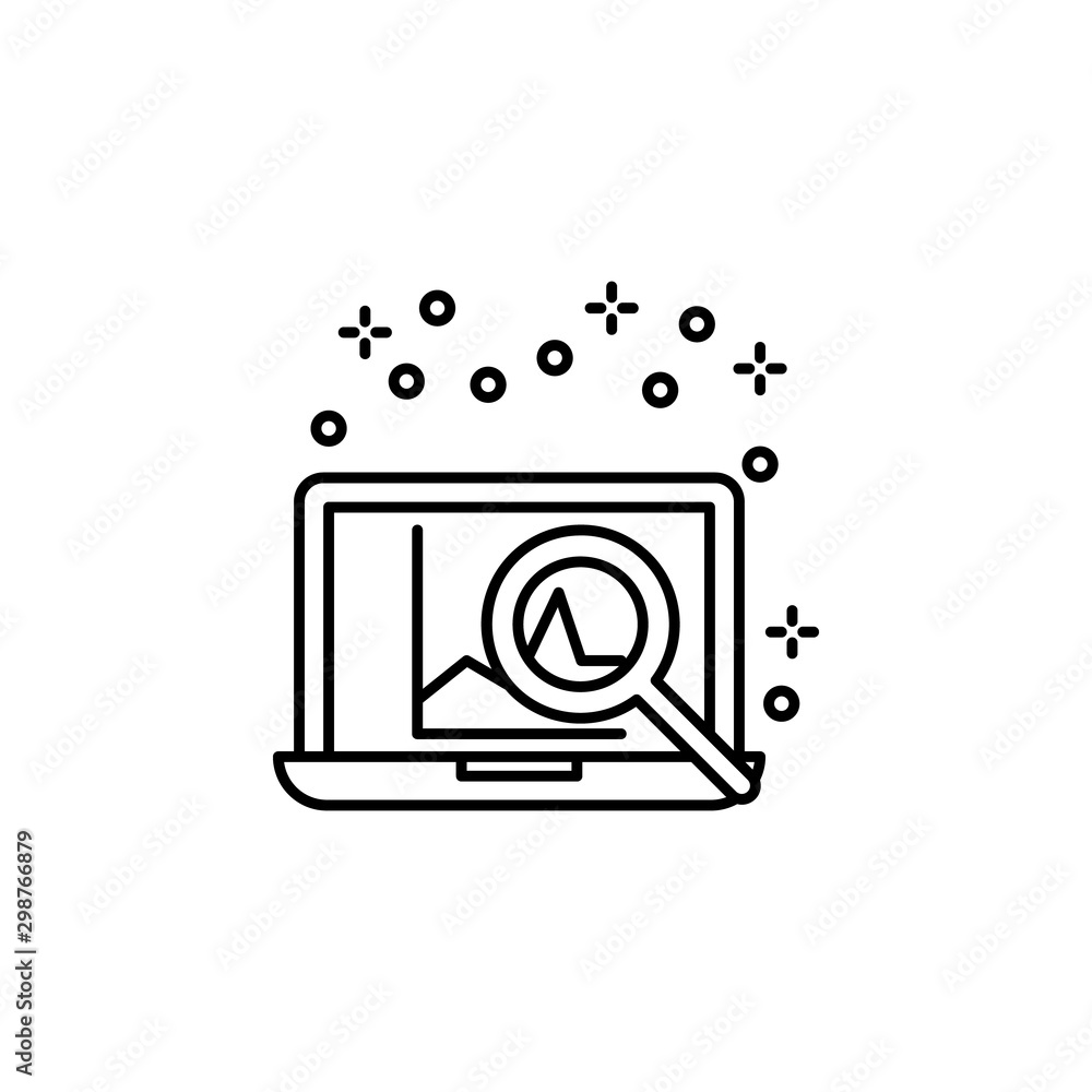 Aufkleber computer statistics search laptop icon. element of computer icon