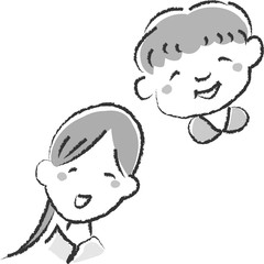 手描き風　おばあちゃん　笑顔　介護　家族
