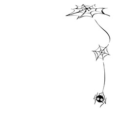 Cute spider on the web. Hand drawn. Halloween illustration