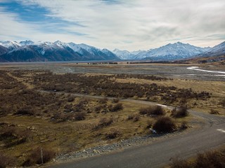 Scenic aerial view of Mount Somers, New Zealand