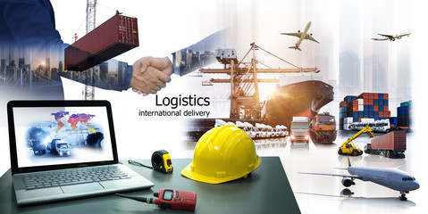 Logistics international delivery concept, World map with logistic network distribution on background.background for Concept of fast or instant shipping, Online goods orders worldwide