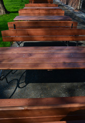 Beer benches Beer tables tables outside sunny