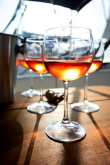 glasses of wine on the yacht