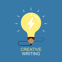Concept of creative writing. Flat style illustration. 
