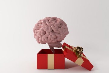Giving the brain a valuable gift.3d rendering. Illustration