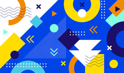 Mega set of memphis design elements, template for your project. Big colorful vector collection