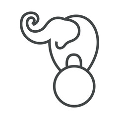 Line icon elephant on ball