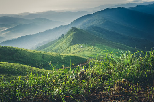 Mountain landscape of Doi Suan Ya Luang, Nan province , Thailand.