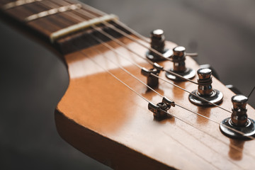 Modern bass guitar, closeup view