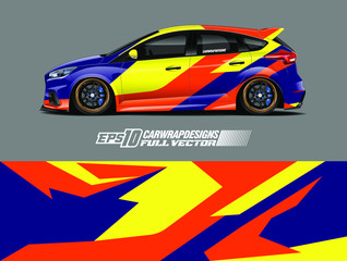 Car wrap decal designs. Abstract racing and sport background for racing livery or daily use car vinyl sticker. Vector eps 10.