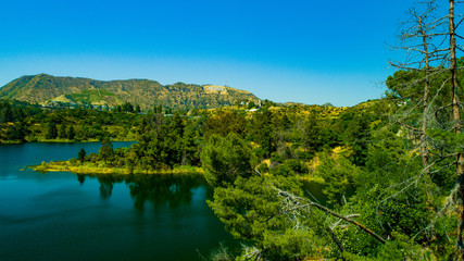 Fototapeta na wymiar Lake Hollywood Reservoir Aerial View